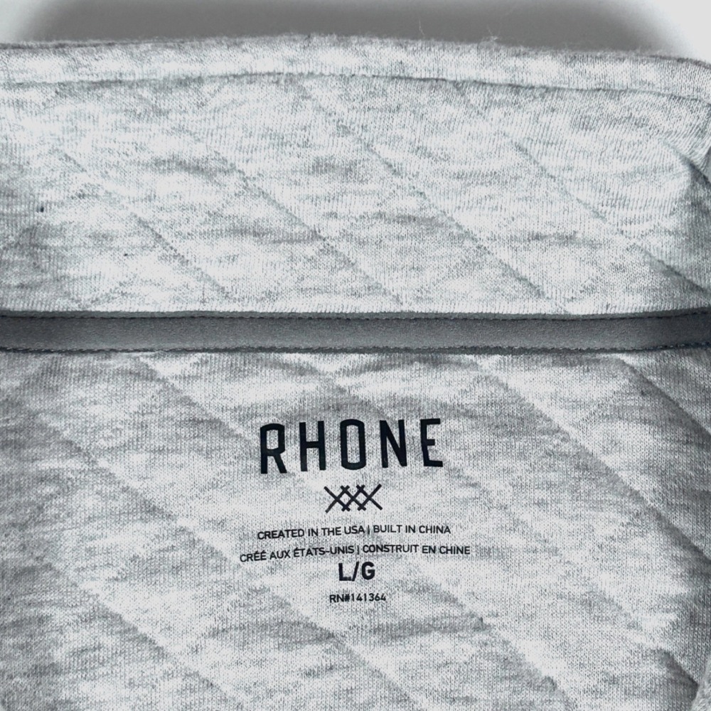Rhone Gramercy Pullover Mens Large Quilted Fleece 1/4 Snap Mock Neck Gray - Picture 5 of 9